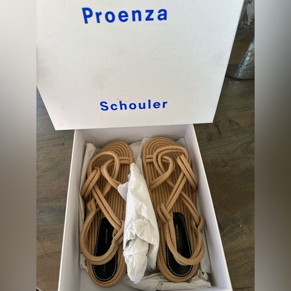 New $595 Proenza Schouler Cable Sandals Khaki Size 39 EU / 9 US New In Box - Picture 9 of 11